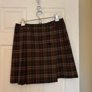 Nine West Brown Plaid Mini Skirt